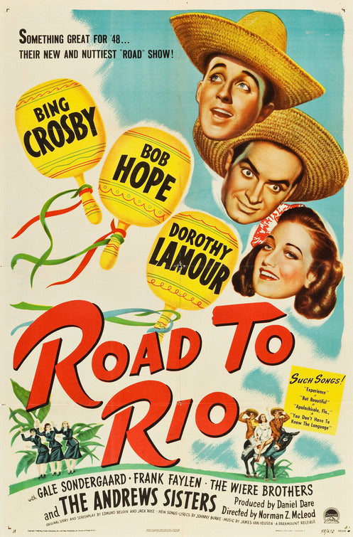 1000 piece jigsaw puzzle for the movie poster: Road to Rio (1947)