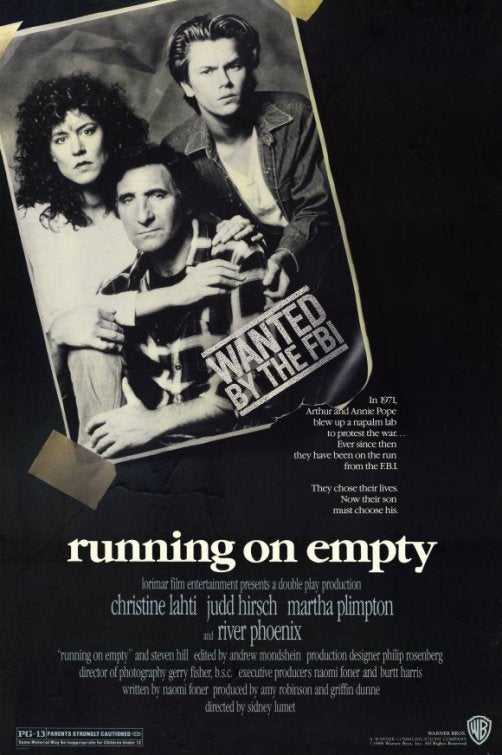 1000 piece jigsaw puzzle for the movie poster: Running on Empty (1988)