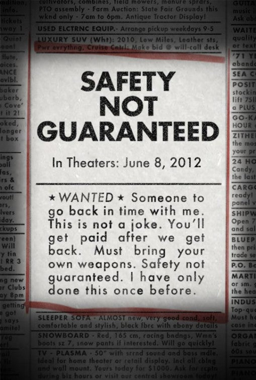 1000 piece jigsaw puzzle for the movie poster: Safety Not Guaranteed (2012)