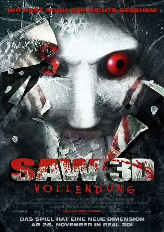 1000 piece jigsaw puzzle for the movie poster: Saw 3D (2010) ver9