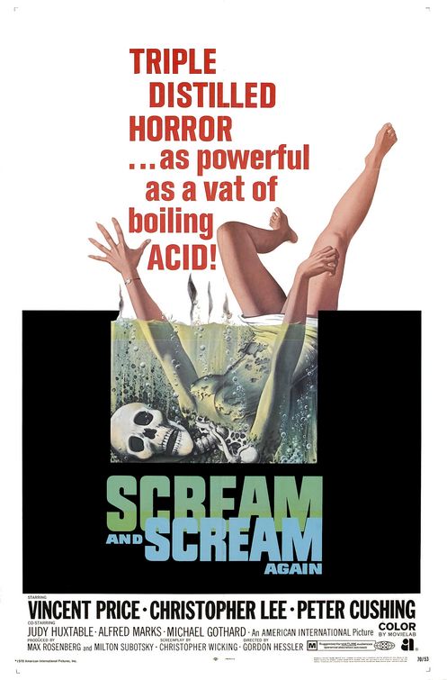 the movie poster: Scream and Scream Again (1969)