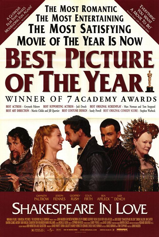 the movie poster: Shakespeare in Love (1998) ver4