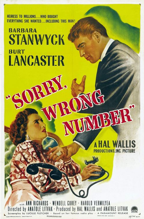 the movie poster: Sorry, Wrong Number (1948)