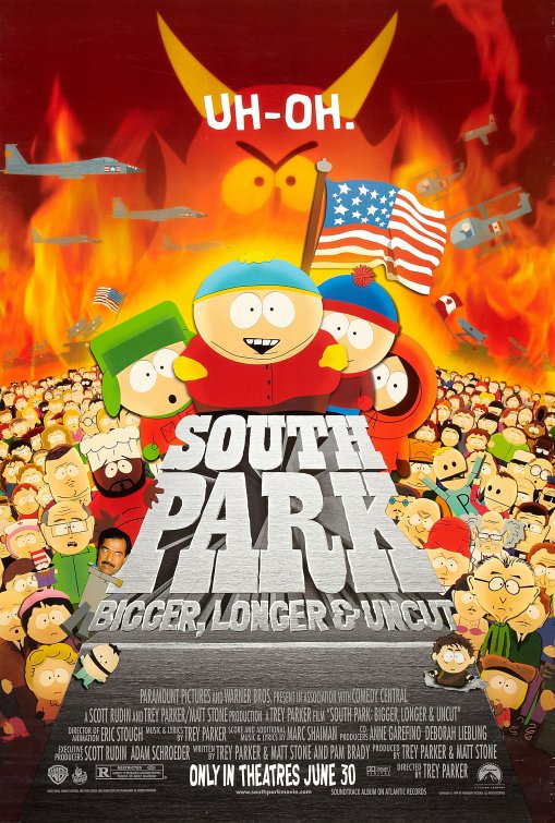 1000 piece jigsaw puzzle for the movie poster: South Park: Bigger, Longer, & Uncut (1999)