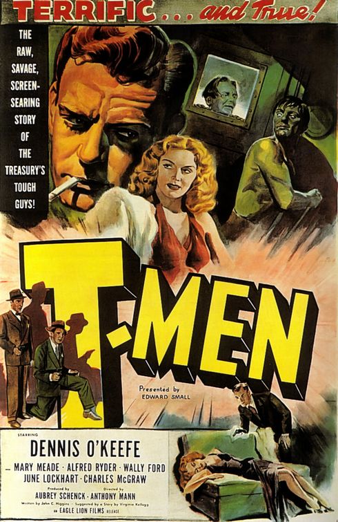 the movie poster: T-Men (1947)