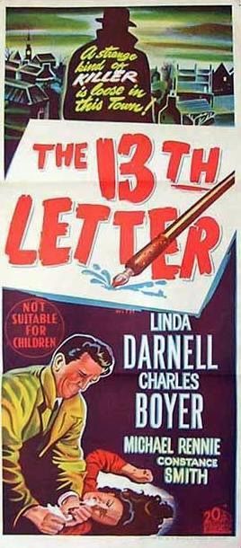 the movie poster: The 13th Letter (1951)