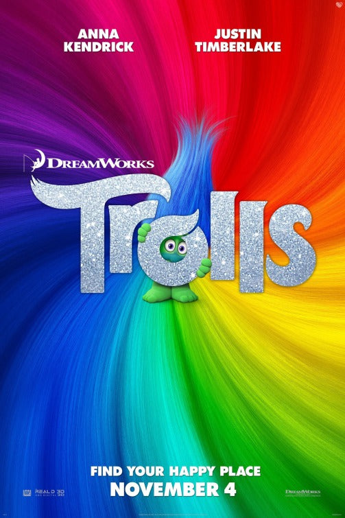 1000 piece jigsaw puzzle for the movie poster: Trolls (2016)