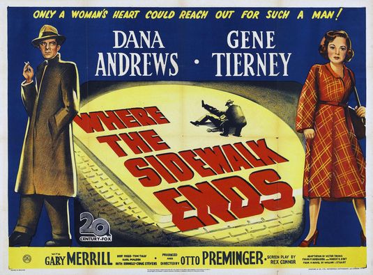 the movie poster: Where the Sidewalk Ends (1950)